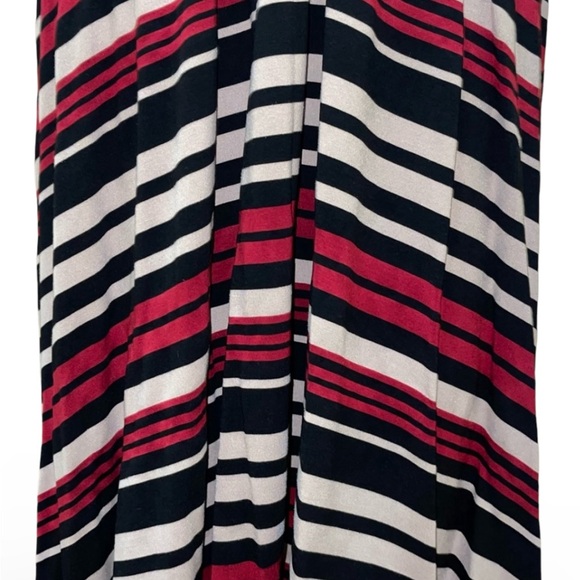 SIGNATURE BELTED STRIPED DRESS SCOOP NECK WOMENS CASUAL SLEEVELESS SIZE PLARGE - Picture 8 of 16